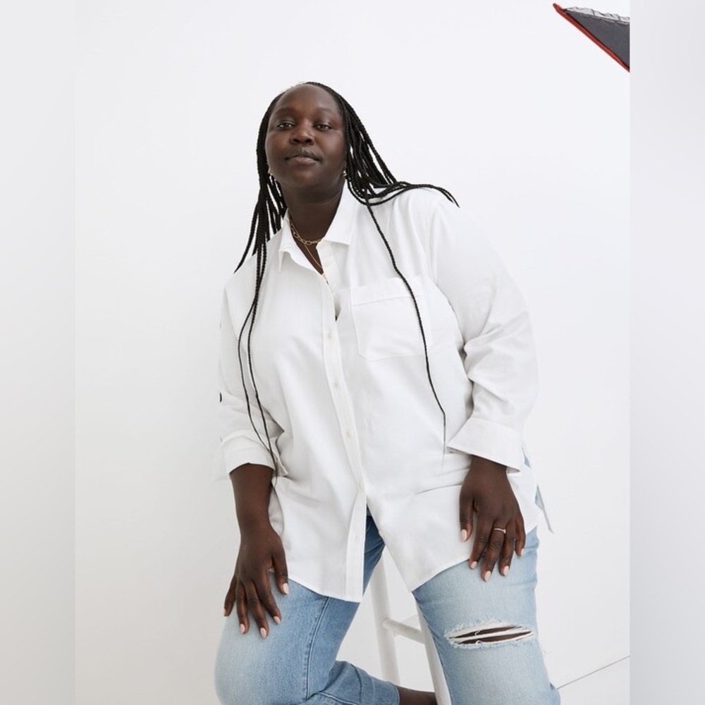 NWT Madewell Plus White Oversized Ex-Boyfriend Shirt - 2X